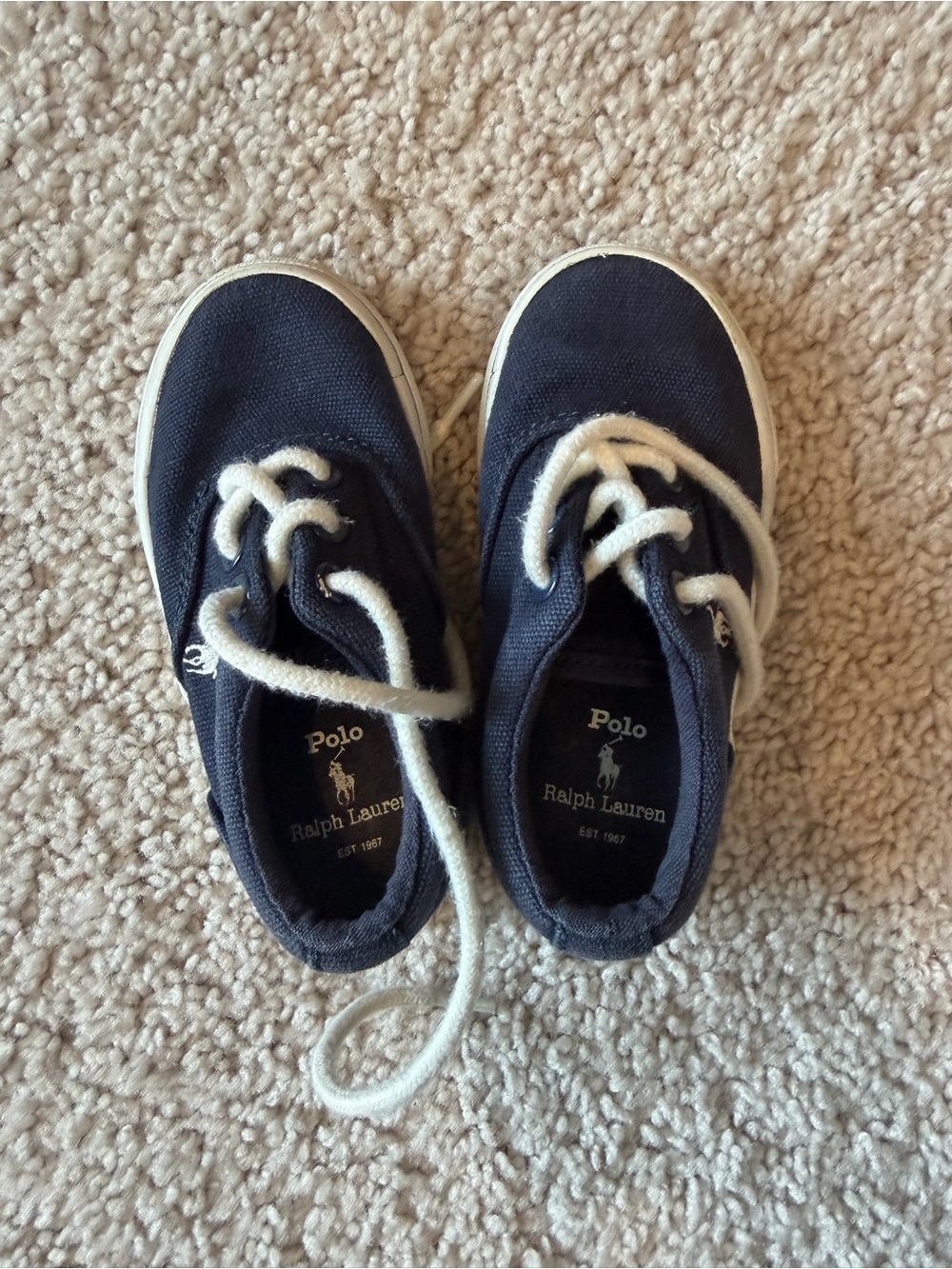 Polo by Ralph Lauren Navy Canvas Kids Sneakers with White Laces